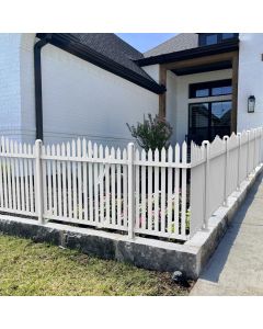 Bynbbur 16 Panels White Picket Fence 42"W x 36"H Garden Picket Fence Panel for Soft Ground Outdoor Decorative PVC Fence for Patio Yard Pool Dog Fencing (20 Pickets, Curved)
