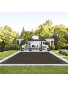 TANG 8'x8' Inground Pool Cover Safety Winter Covers with Wire Rope Hemmed All Edges, Heavy Duty Rectangular Mesh Cover for Swimming Pools Leaf Net Covers (Brown)