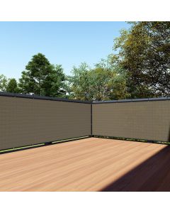 TANG 3' x 10' Balcony Privacy Screen Apartment Patio Mesh Fence Screens Cover for Deck Railing 200GSM Heavy Duty Fencing Windscreen Lattice Panels Porch Outdoor Backyard, Brown Coffee
