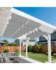 Bynbbur 3'W x 4'L Waterproof Pergola Cover Retractable Shades Canopy 220 GSM Replacement Pergola Kit for Outdoor Patio Gazebos Deck, Wave Sun Shade Sail with Hardware Wire Cable, Gray