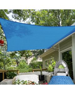 TANG 20' x 20' Sun Shade Sail with Super A Ring, Rectangle Sunshade Canopy Heavy Duty 260 GSM Shade Cloth with Steel Cable Wire Reinforcement for Backyard Pool Patio Pergola Cover,Blue