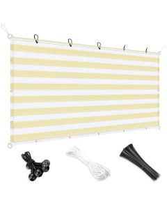 Bynbbur 2' x 2' Sun Shade Cloth with Grommets 90% Pergola Cover Shade Sail Canopy Outdoor Awnings for Patio Garden Deck Privacy Screen, Beige White Strip