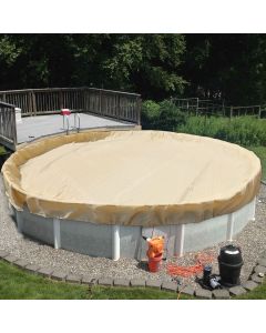 TANG 22' ft Round Pool Covers for 18 Feet Round Above Ground Tank Spa Pool Covers Winter Leaf Pool Covers Wire Rope Hemmed All Edges 4ft Overlap, Trampoline Cover (18', Beige)