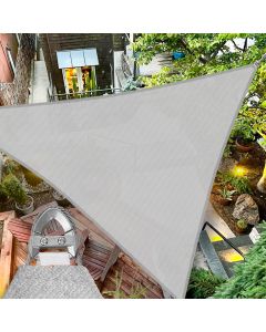 TANG 16'x16'x16' Sun Shade Sail Triangle Shade Cloth Canopy, A Ring with Steel Cable Wire Reinforcement,UV Block Heavy Duty 260 GSM for Patio Pergola Garden Deck Carport Cover, Gray