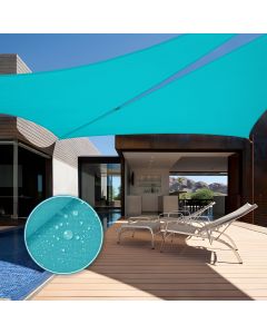 TANG 12'x12'x12' Waterproof Sun Shade Sail Triangle Outdoor Canopy UV Block Shade Cloth with Curved Edge for Patio Backyard Pool Pergola Cover, Turquoise