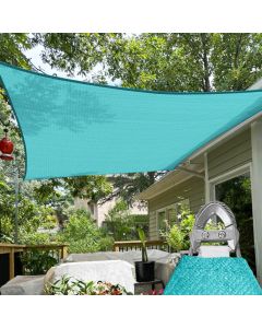 TANG 20' x 20' Sun Shade Sail with Super A Ring, Rectangle Sunshade Canopy Heavy Duty 260 GSM Shade Cloth with Steel Cable Wire Reinforcement for Backyard Pool Patio Pergola Cover,Turquoise