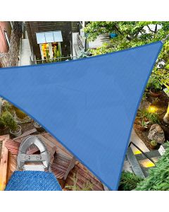 TANG 20'x20'x20' Sun Shade Sail Triangle Shade Cloth Canopy, A Ring with Steel Cable Wire Reinforcement,UV Block Heavy Duty 260 GSM for Patio Pergola Garden Deck Carport Cover, Blue