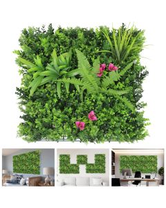 TANG 20"x20"-9PC Artificial Greenery Boxwood Panels Grass Wall Panel, Faux Privacy Fence Ivy Screens Backdrop Fake Hedge for Indoor Outdoor Wedding Décor, Style-12