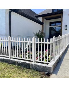Bynbbur 6 Panels White Picket Fence 42"W x 30"H Garden Picket Fence Panel for Soft Ground Outdoor Decorative PVC Fence for Patio Yard Pool Dog Fencing (34 Pickets, Straight)