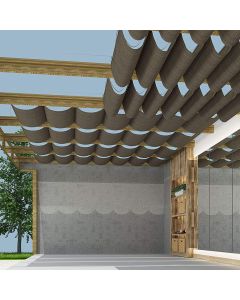 TANG 3' x 12' Pergola Cover Shade Canopy, Retractable Awning Sun Shades Outdoor Patio Pergolas Kit for Deck Backyard Gazebo, Wave Shade Sail with Hardware Wire Cable, Brown