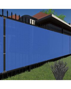 TANG 4' x 99' Privacy Fence Screen Blue With Zipties, 150 GSM Outdoor Fencing Panels Blockage Shade Cloth with Grommets, Windscreen Chainlink Fences Mesh Netting Cover for Balcony Yard Deck