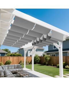 Bynbbur 3'W x 12'L Pergola Cover Retractable Shades Canopy, Breathable 220 GSM Replacement Pergola Kit for Outdoor Patio Gazebos Deck, Wave Sun Shade Sail with Hardware Wire Cable, Gray