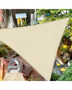 TANG 20'x20'x20' Sun Shade Sail Triangle Shade Cloth Canopy, A Ring with Steel Cable Wire Reinforcement,UV Block Heavy Duty 260 GSM for Patio Pergola Garden Deck Carport Cover, Beige