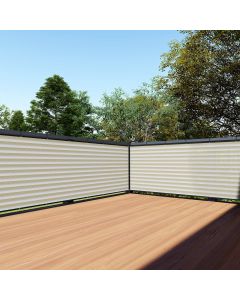 TANG 3' x 50' Balcony Privacy Screen Apartment Patio Mesh Fence Screens Cover for Deck Railing 200GSM Heavy Duty Fencing Windscreen Lattice Panels Porch Outdoor Backyard, White & Beige Stripes
