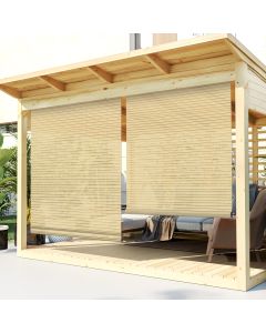 TANG Exterior Roller Shade 4'Wx5'H Outdoor Patio Shades Roll Up Blinds Sunshades for Deck Porch Pergola Balcony Backyard, Beige