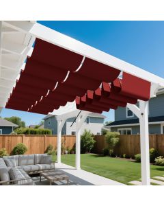 Bynbbur 3'W x 4'L Waterproof Pergola Cover Retractable Shades Canopy 220 GSM Replacement Pergola Kit for Outdoor Patio Gazebos Deck, Wave Sun Shade Sail with Hardware Wire Cable, Red