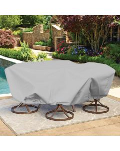 Bynbbur 9 FT Waterproof Patio Furniture Cover with Wire Rope Hemmed All Edges, Round Pool Covers for Above Ground, UV Resistant Tarp for Deck Seat Couch Patio Table Chair Set Cover, Gray