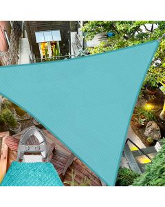 TANG 24'x24'x24' Sun Shade Sail Triangle Shade Cloth Canopy, A Ring with Steel Cable Wire Reinforcement,UV Block Heavy Duty 260 GSM for Patio Pergola Garden Deck Carport Cover, Turquoise