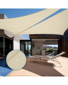 TANG 12'x12'x12' Waterproof Sun Shade Sail Triangle Outdoor Canopy UV Block Shade Cloth with Curved Edge for Patio Backyard Pool Pergola Cover, Beige