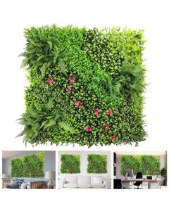 TANG 40"x40"-1PC Artificial Greenery Boxwood Panels Grass Wall Panel, Faux Privacy Fence Ivy Screens Backdrop Fake Hedge for Indoor Outdoor Wedding Décor, Style-9