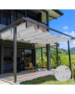 TANG 3' x 12' Waterproof Pergola Shade Cover Retractable Sun Shades Outdoor Patio Pergolas Canopy Replacement Pergola Kit, Wave Shade Sail with Hardware Wire Cable, Light Grey