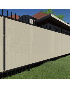 TANG Sunshades Depot Beige 8'x99' 260 GSM Privacy Fence Screen Commercial Construction Site Windscreen Residential Chainlink Fence Netting Fence Cover Privacy Blockage with Excellent Airflow