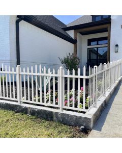 Bynbbur 6 Panels White Picket Fence 42"W x 36"H Outdoor Garden Fence 3FT Vinyl Picket Fences, PVC Decorative Fences for Patio Yard Pool Dog Fencing (20 Pickets, Curved)