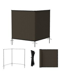 Bynbbur 5'x2' Outdoor Privacy Screen Freestanding with Iron Poles and Stakes, Temporary Dog Fencing, Backyard Divider, Metal Garden Fence for Pool Patio Barrier Border, Brown