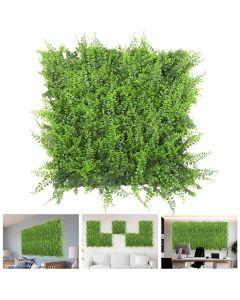 TANG 20"x20"-1PC Artificial Greenery Boxwood Panels Grass Wall Panel, Faux Privacy Fence Ivy Screens Backdrop Fake Hedge for Indoor Outdoor Wedding Décor, Fern with Backing