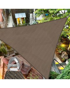 TANG 20'x20'x20' Sun Shade Sail Triangle Shade Cloth Canopy, A Ring with Steel Cable Wire Reinforcement,UV Block Heavy Duty 260 GSM for Patio Pergola Garden Deck Carport Cover, Brown