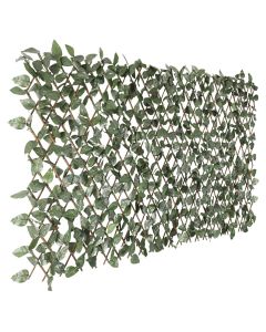 TANG 1PC Artificial Leaf Expandable Privacy Fence Screen, Faux Boxwood Stretchable Lattice Panels for Patio Backyard Balcony Screens Greenery Wall Decoration, Laurel Leaves Single Side