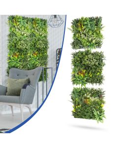 Bynbbur 3 PCS 20"x20" Artificial 3D Panel Fence Privacy Screen Evergreen Panels Fake Plant Wall Decor for Indoor Outdoor Garden Wedding Décor Mixed ABC