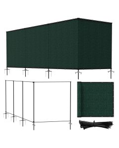 Bynbbur 5'x24' Outdoor Privacy Screen Freestanding with Iron Poles and Stakes, Temporary Dog Fencing, Backyard Divider, Metal Garden Fence for Pool Patio Barrier Border, Green