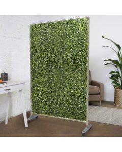 Bynbbur Movable Room Divider 60"H x 40"W Faux Greenery Hedge Wall, Artificial Boxwood Panels Portable Room Partition with Wheels, Privacy Screen Backdrop for Office Wedding Indoor Decoration