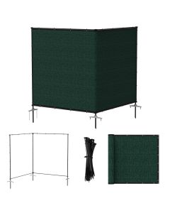 Bynbbur 5'x12' Outdoor Privacy Screen Freestanding with Iron Poles and Stakes, Temporary Dog Fencing, Backyard Divider, Metal Garden Fence for Pool Patio Barrier Border, Green