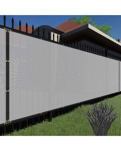 TANG 4' x 99' Privacy Fence Screen Grey With Zipties, 150 GSM Outdoor Fencing Panels Blockage Shade Cloth with Grommets, Windscreen Chainlink Fences Mesh Netting Cover for Balcony Yard Deck