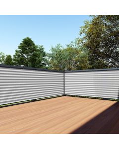TANG 3' x 50' Balcony Privacy Screen Apartment Patio Mesh Fence Screens Cover for Deck Railing 200GSM Heavy Duty Fencing Windscreen Lattice Panels Porch Outdoor Backyard, White & Grey Stripes