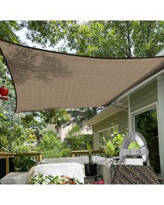 TANG 18' x 22' Sun Shade Sail with Super A Ring, Rectangle Sunshade Canopy Heavy Duty 260 GSM Shade Cloth with Steel Cable Wire Reinforcement for Backyard Pool Patio Pergola Cover,Brown