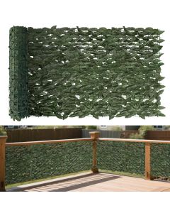 Bynbbur 6' x 40' Artificial Ivy Fence Privacy Screen Roll, Faux Greenery Backdrop Hedge Wall Panels Leaf Vine Decoration for Balcony Wedding Party Outdoor Garden Backyard, Dark Green Laurel
