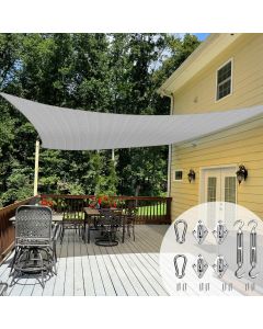 TANG Sun Shade Sail 24' x 23'10" Rectangle Sunshades Canopy with Hardware Kit, Square Shade Cloth UV Block Outdoor Patio Cover for Backyard Deck Garden Activities and Facility, Light Grey