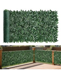 Bynbbur 6' x 2' Artificial Ivy Fence Privacy Screen Roll, Faux Greenery Backdrop Hedge Wall Panels Leaf Vine Decoration for Balcony Wedding Party Outdoor Garden Backyard, Dark Green Ivy