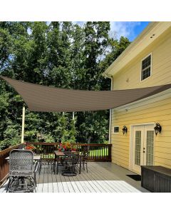 TANG 24' x 23'10" Sun Shade Sail Rectangle Outdoor Canopy UV Block Sunshades for Patio, Square Shade Cloth for Backyard Porch Deck Garden Pergola Cover, Brown
