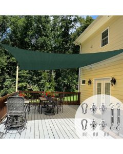 TANG Sun Shade Sail 24' x 24' Rectangle Sunshades Canopy with Hardware Kit, Square Shade Cloth UV Block Outdoor Patio Cover for Backyard Deck Garden Activities and Facility, Green