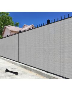 Bynbbur 5'x1' Privacy Fence Screen Net Fencing 90% Privacy Blockage Windscreen Fence Cover with Copper Grommet for Patio Backyard Garden Swimming Pool, Zip Ties Included, Light Gray