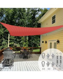 TANG Sun Shade Sail 23' x 24' Rectangle Sunshades Canopy with Hardware Kit, Square Shade Cloth UV Block Outdoor Patio Cover for Backyard Deck Garden Activities and Facility, Red