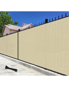 Bynbbur 5'x1' Privacy Fence Screen Net Fencing 90% Privacy Blockage Windscreen Fence Cover with Copper Grommet for Patio Backyard Garden Swimming Pool, Zip Ties Included, Beige