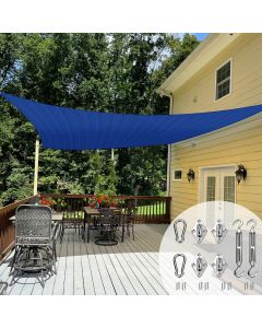 TANG Sun Shade Sail 20' x 22' Rectangle Sunshades Canopy with Hardware Kit, Square Shade Cloth UV Block Outdoor Patio Cover for Backyard Deck Garden Activities and Facility, Blue