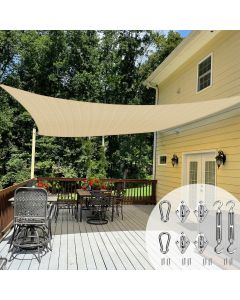 TANG Sun Shade Sail 24' x 24' Rectangle Sunshades Canopy with Hardware Kit, Square Shade Cloth UV Block Outdoor Patio Cover for Backyard Deck Garden Activities and Facility, Sand