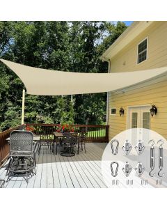 TANG Sun Shade Sail 24' x 23'10" Rectangle Sunshades Canopy with Hardware Kit, Square Shade Cloth UV Block Outdoor Patio Cover for Backyard Deck Garden Activities and Facility, Beige