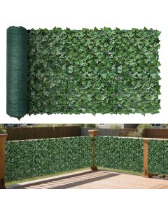 Bynbbur 58" x 156" Artificial Ivy Fence Privacy Screen Roll, 9PC Faux Greenery Backdrop Hedge Wall Panels Leaf Vine Decoration for Balcony Wedding Party Outdoor Garden Backyard, Green Ivy Roll